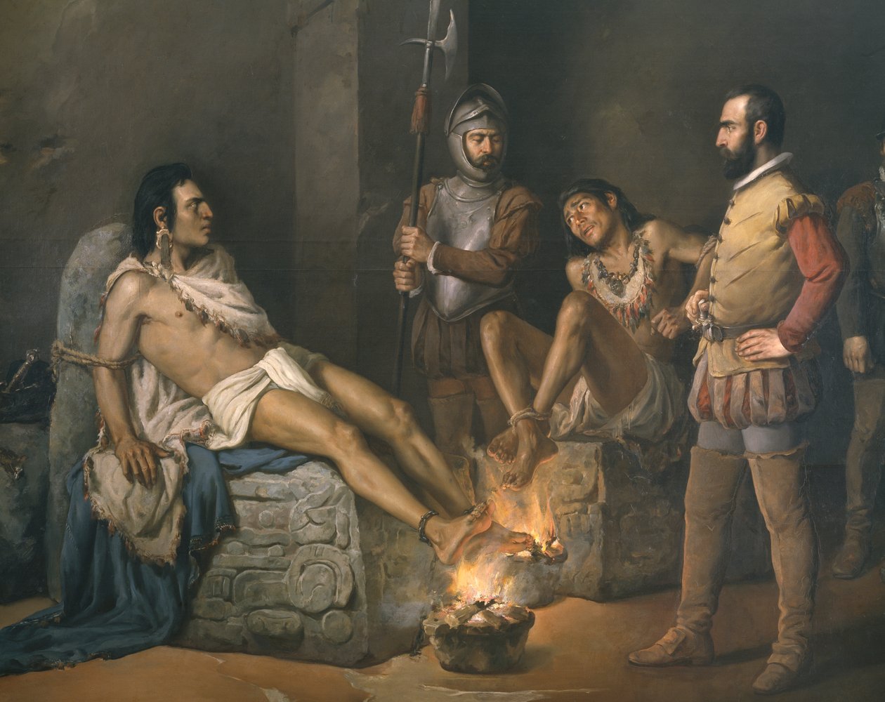 Tortura di Cuauhtemoc (1497-1525) 1893 (dettaglio) da Leandro Izaguirre