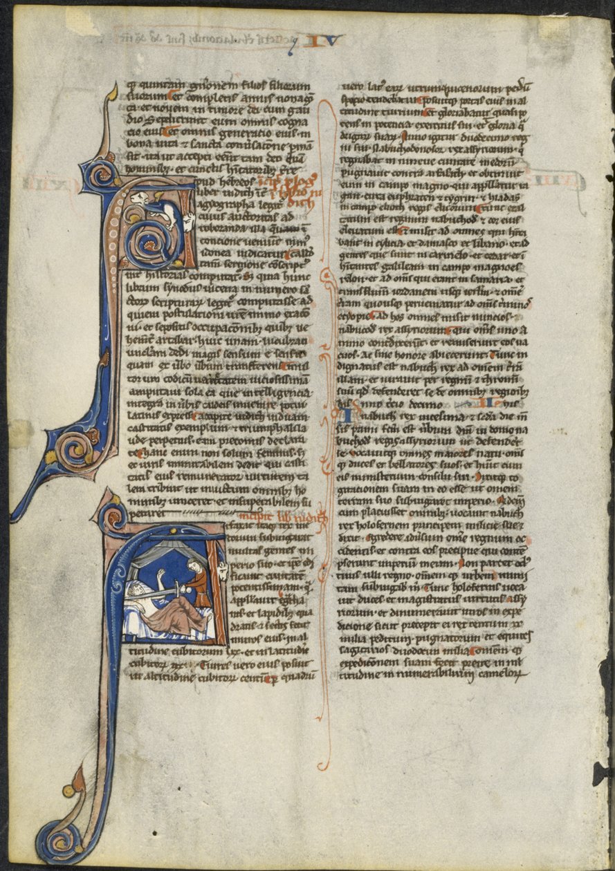 Foglio da una Bibbia latina: Iniziale A e Iniziale A: Giuditta che decapita Oloferne, c. 1230-1240 da Leber Group