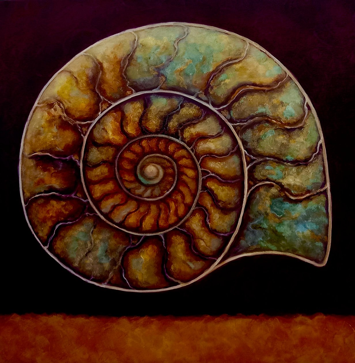 Ammonite oro e borgogna, 2021 da Lee Campbell