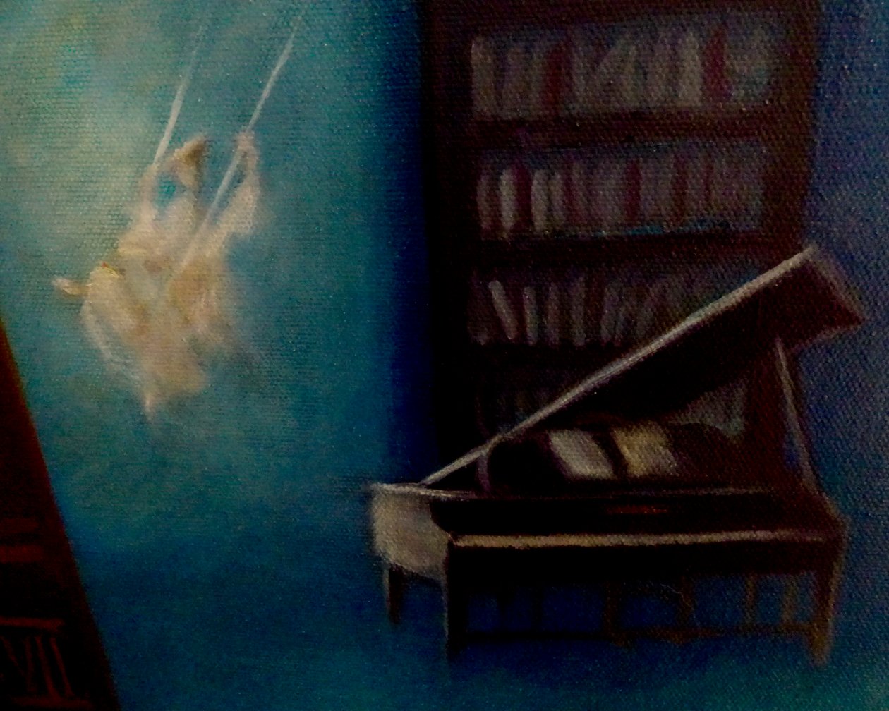 Particolare di Biblioteca incantata, 2024 (olio su tela) da Lee Campbell