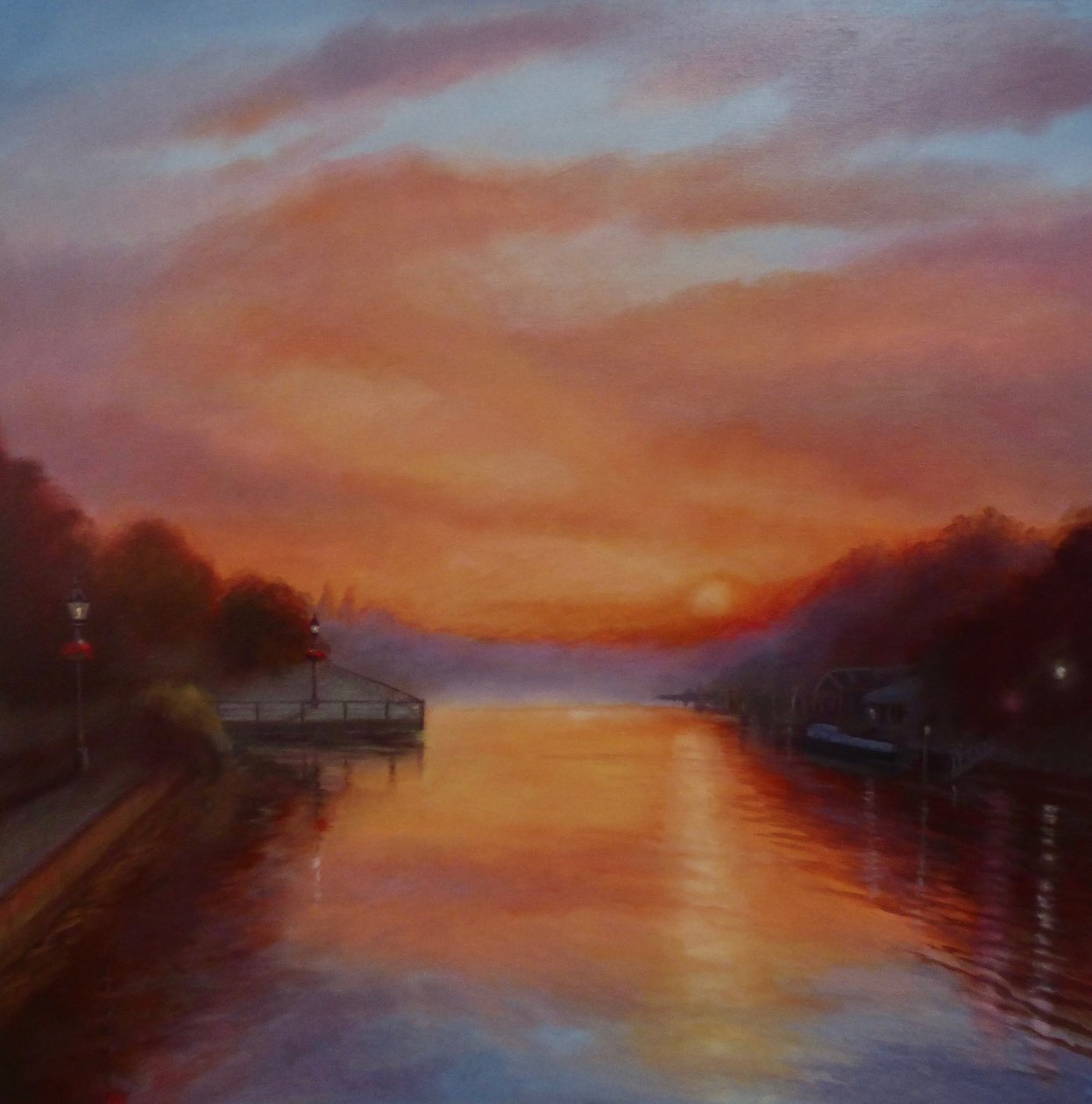 Alba del Tamigi, 2024 (olio su tela) da Lee Campbell