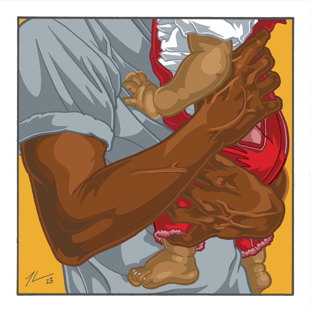 Il bambino di papà, 2023 circa (digitale) da Lee Mr