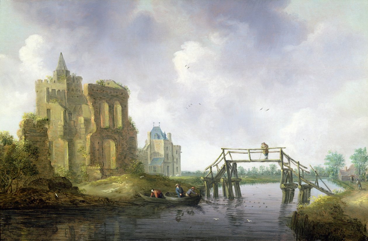 Il ponte di Heemstede, fuori Haarlem da Leendert or Leonard Knijff