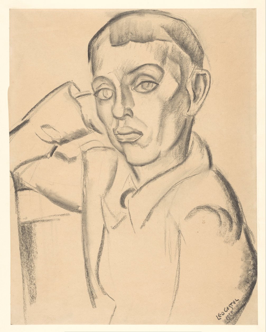 Giovane uomo con la testa appoggiata sulla mano da Leo Gestel (signed by artist)