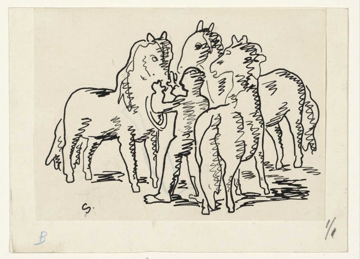 Uomo con tre cavalli da Leo Gestel (signed by artist)
