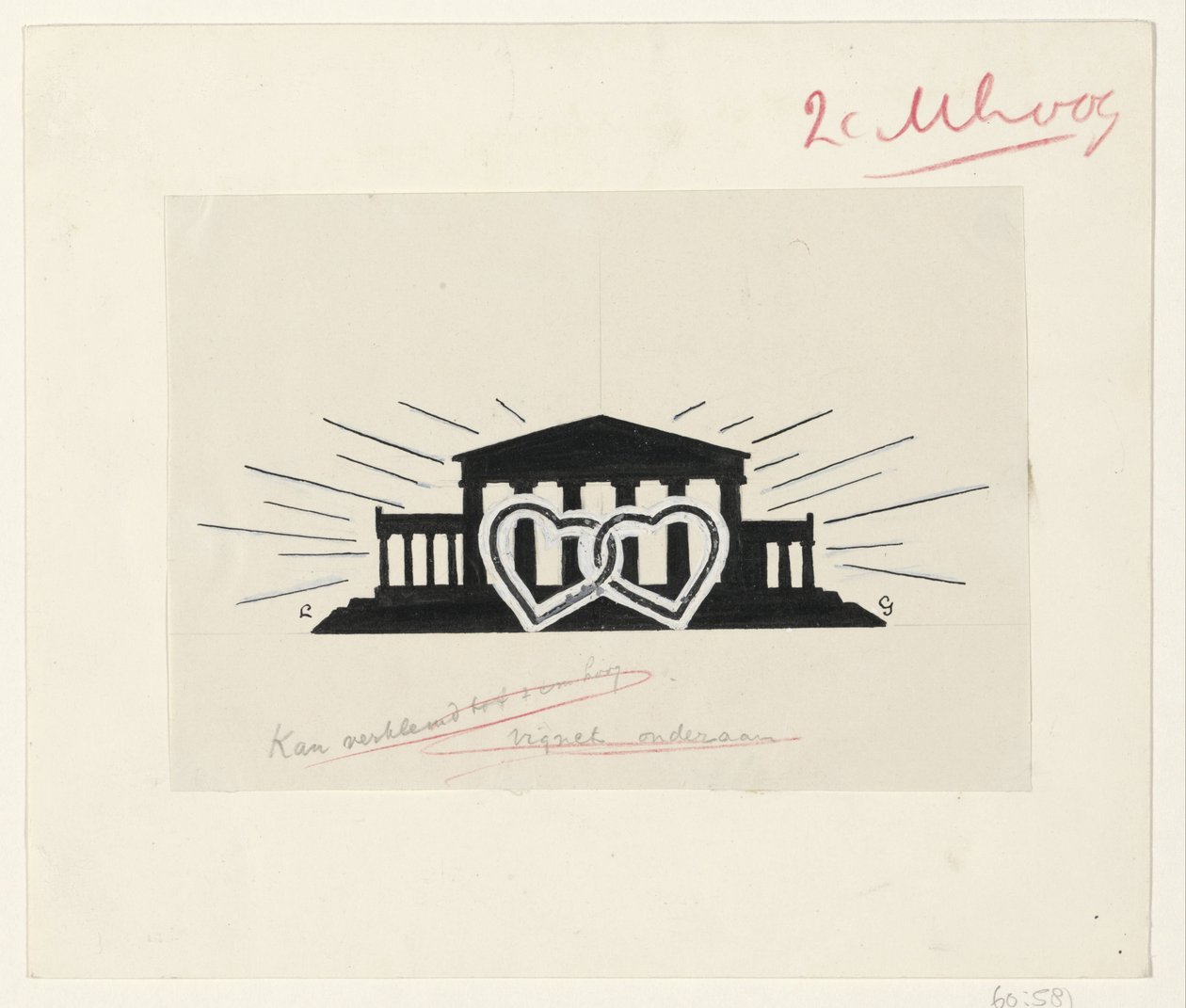 Tempio con due cuori intrecciati da Leo Gestel (signed by artist)