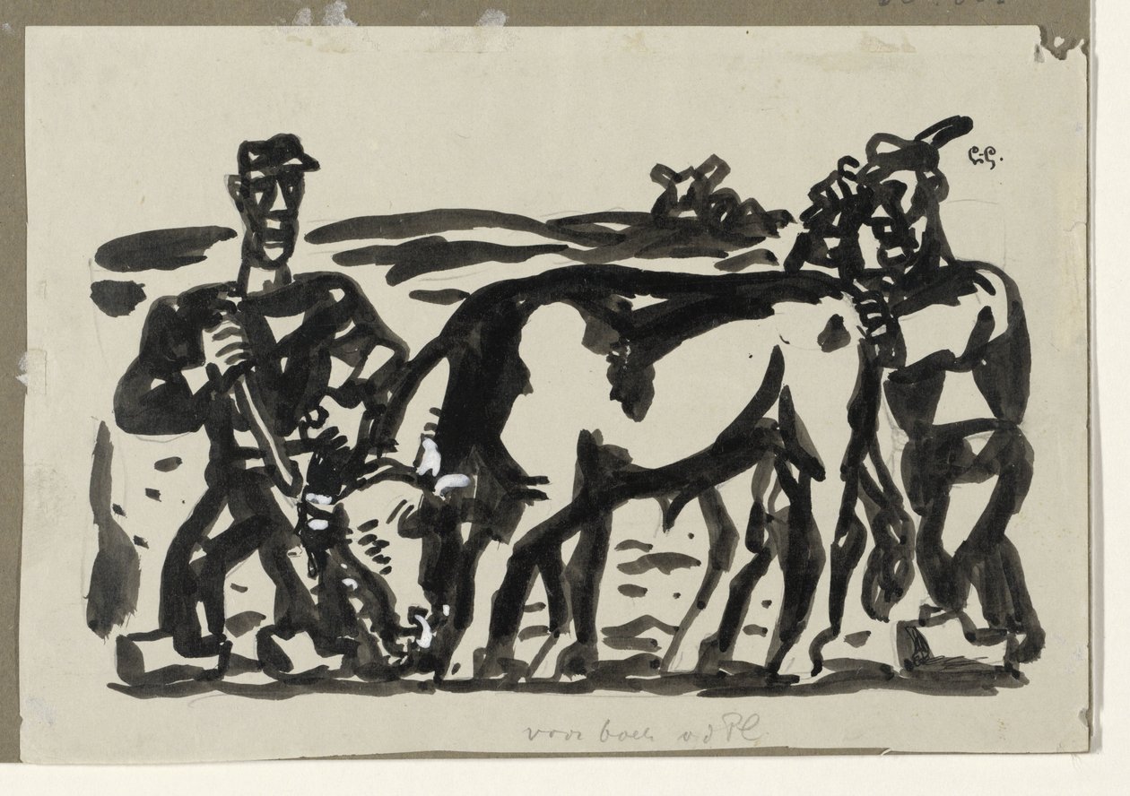 Due contadini con una mucca da Leo Gestel (signed by artist)