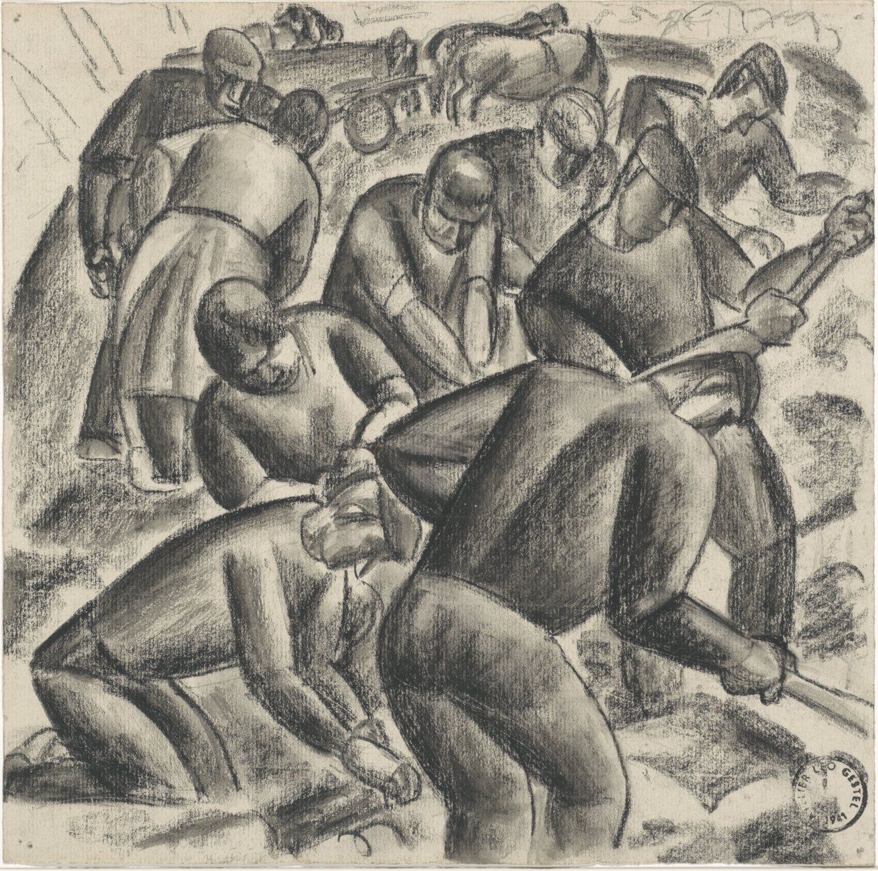 Raccoglitori di patate al lavoro nei campi da Leo Gestel