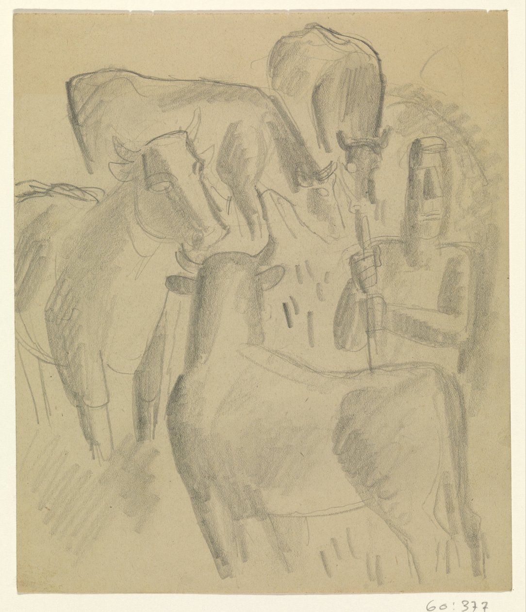 Contadino con quattro mucche da Leo Gestel