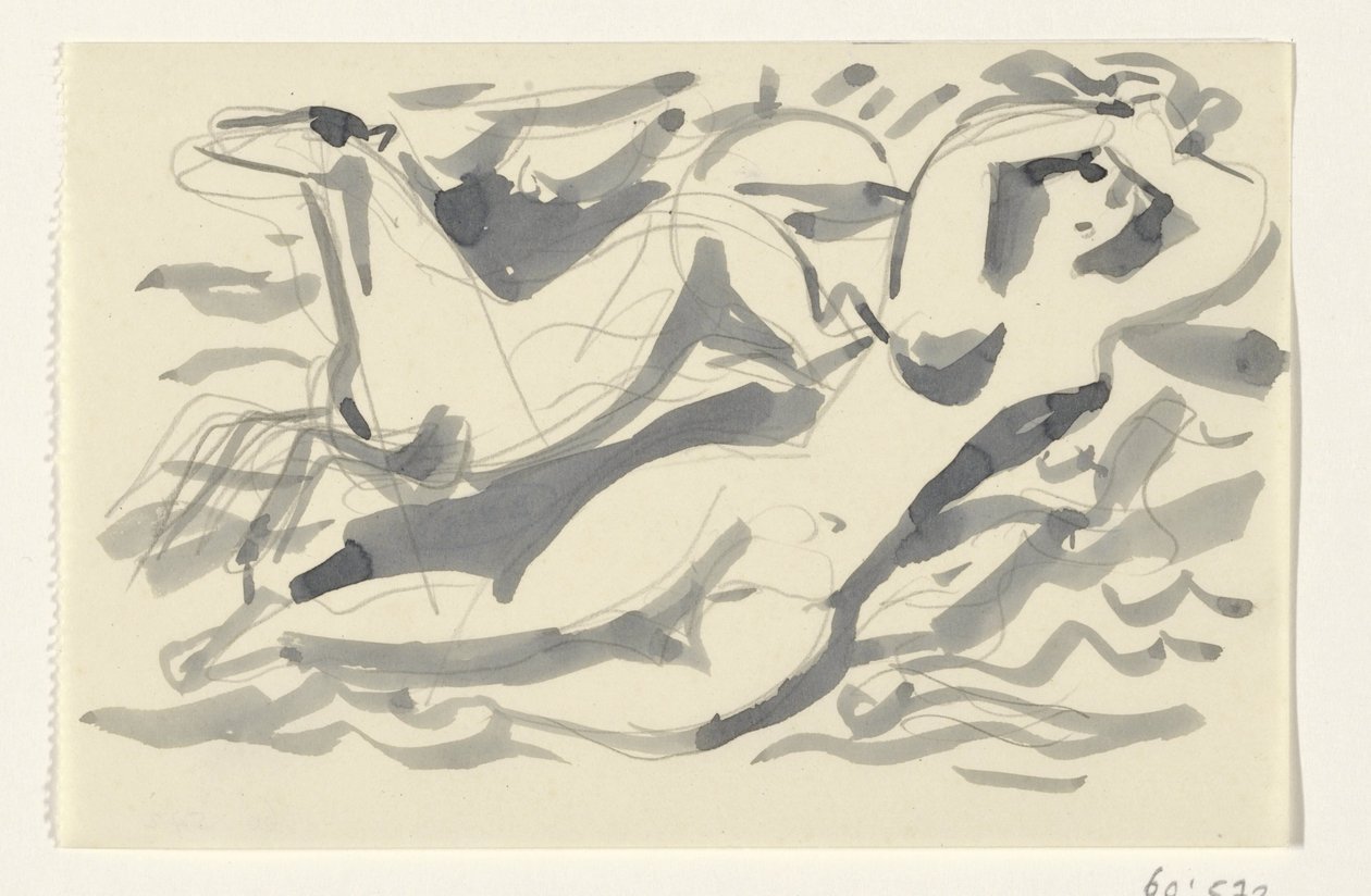 Donna nuda e cavallo nel mare da Leo Gestel