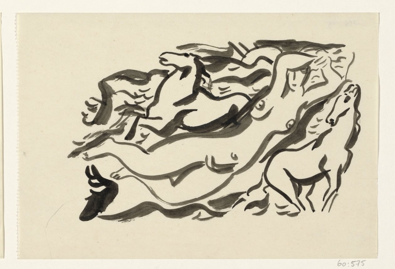 Donna nuda e due cavalli nel mare da Leo Gestel