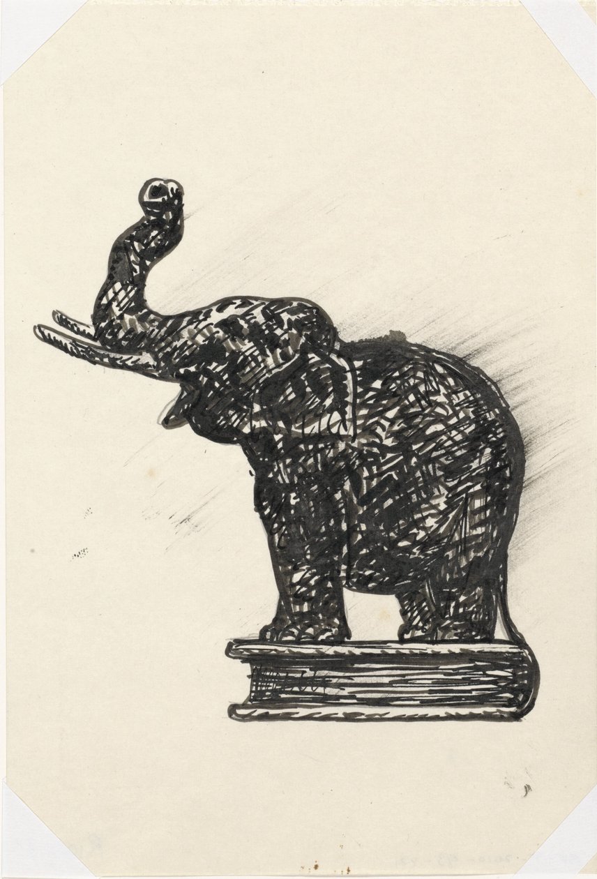 Elefante su libro (schizzo) da Leo Gestel
