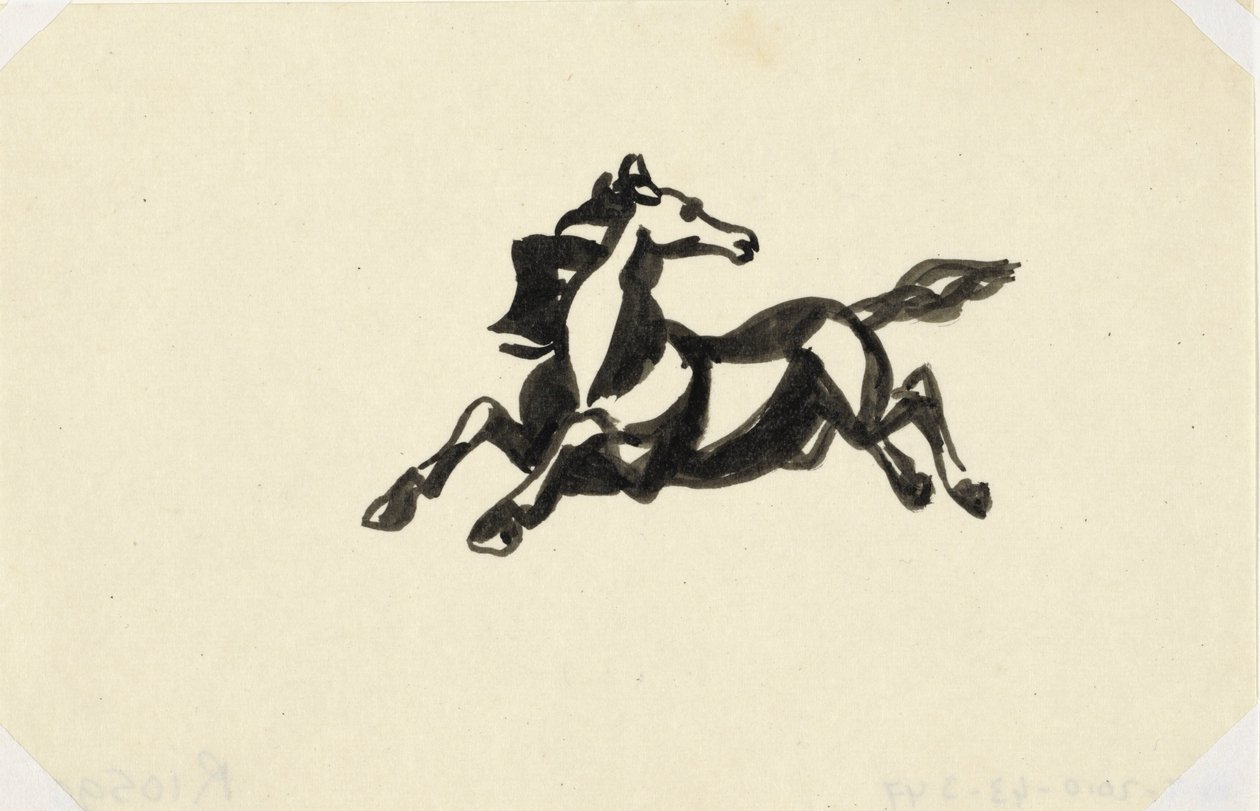 Cavallo che salta con la testa girata all