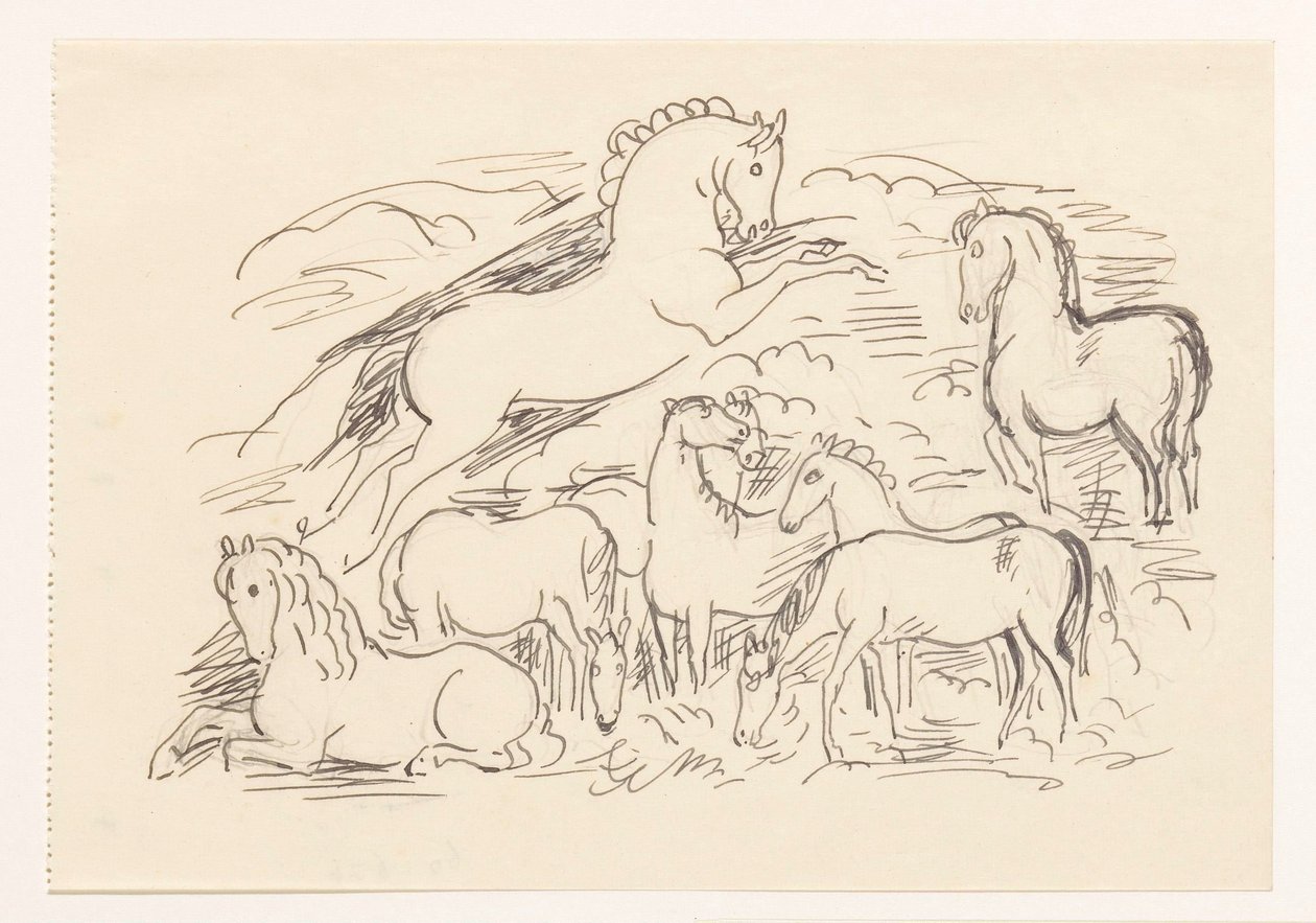 Foglio di studio con otto cavalli da Leo Gestel
