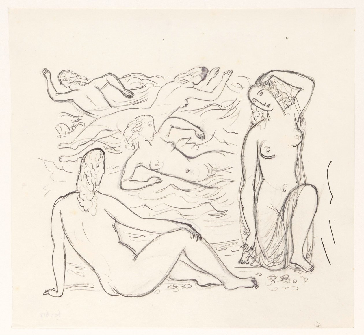 Cinque donne nude, nella risacca o sulla spiaggia da Leo Gestel