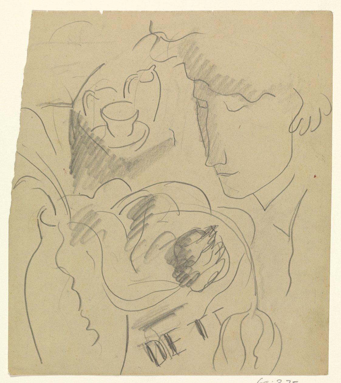 Donna che annusa fiori in un vaso da Leo Gestel