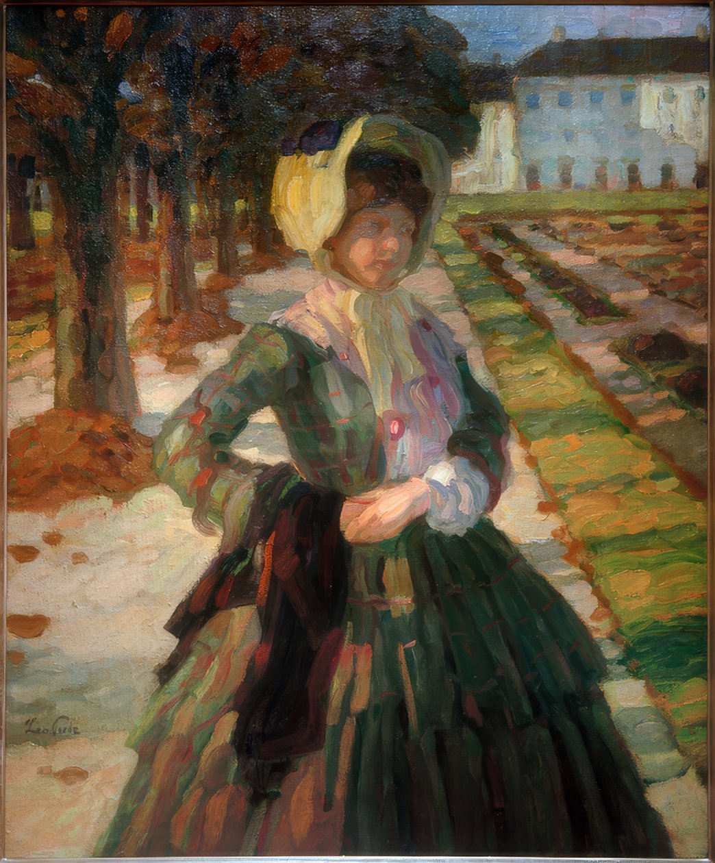 Giovane donna in abito verde da Leo Putz
