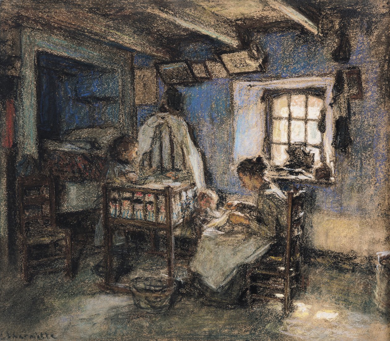 Interno domestico, Wissant, 1913 da Leon Augustin Lhermitte