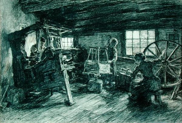 Tessitore e le sue figlie a Laren, Olanda da Leon Augustin Lhermitte