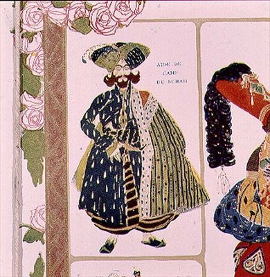 Aiutante di campo dello Shah, costume design per la produzione del balletto Scheherazade di Diaghilev, 1910 da Leon Bakst