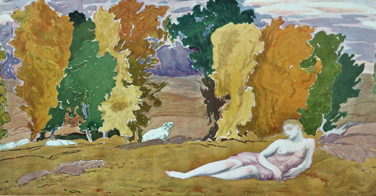 Progetto per un pannello decorativo, da Daphnis e Chloe, c.1912 da Leon Bakst