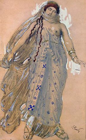 Fedra, costume per il dramma di Euripide Ippolito, 1902 da Leon Bakst