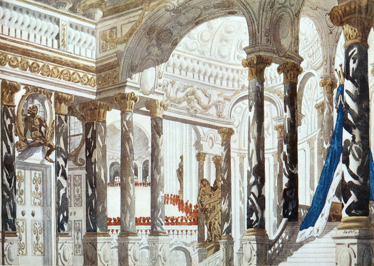 Scenografia per Il Battesimo, da La Bella Addormentata, 1921 da Leon Bakst