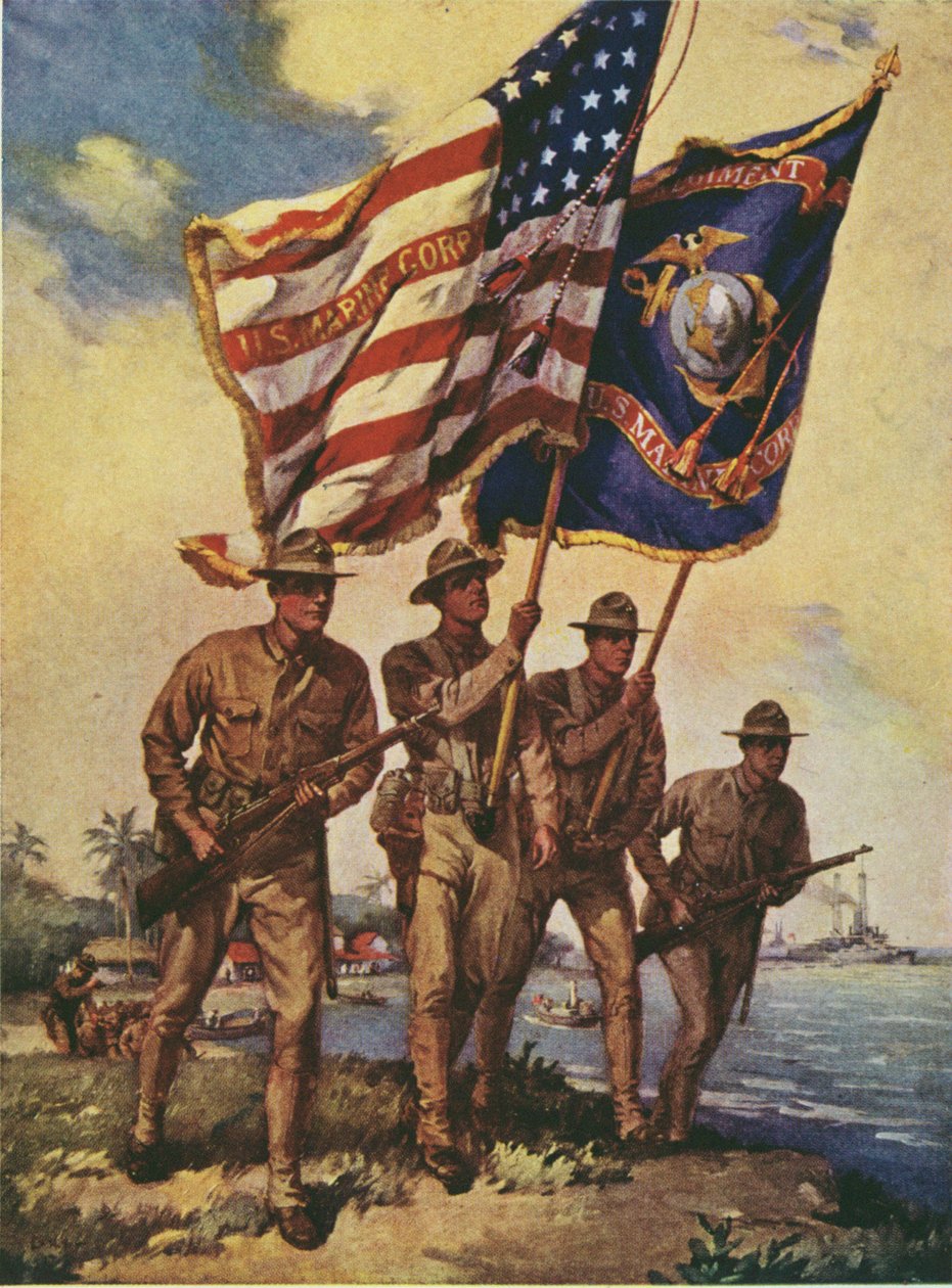 Marines statunitensi con bandiere da Leon Alaric Shafer
