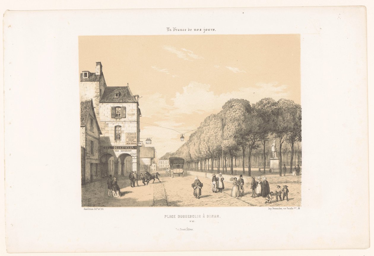 Vista sulla Place Du Guesclin a Dinan da Leon Auguste Asselineau
