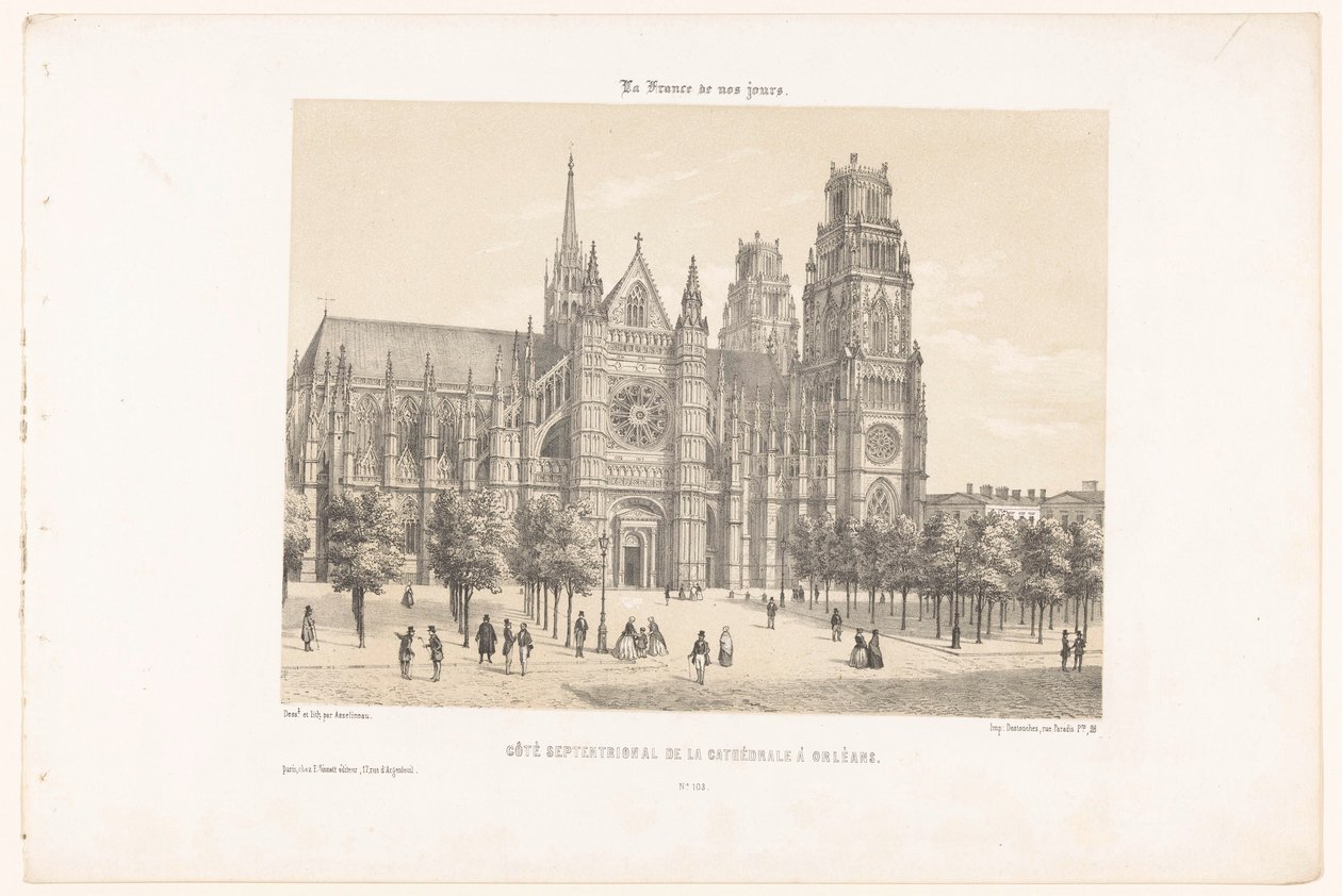 Vista della cattedrale di Orléans (lato nord) da Leon Auguste Asselineau