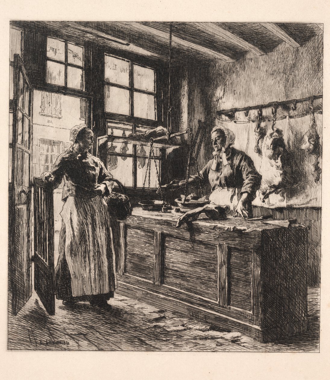 Interno di una macelleria da Leon Augustin Lhermitte