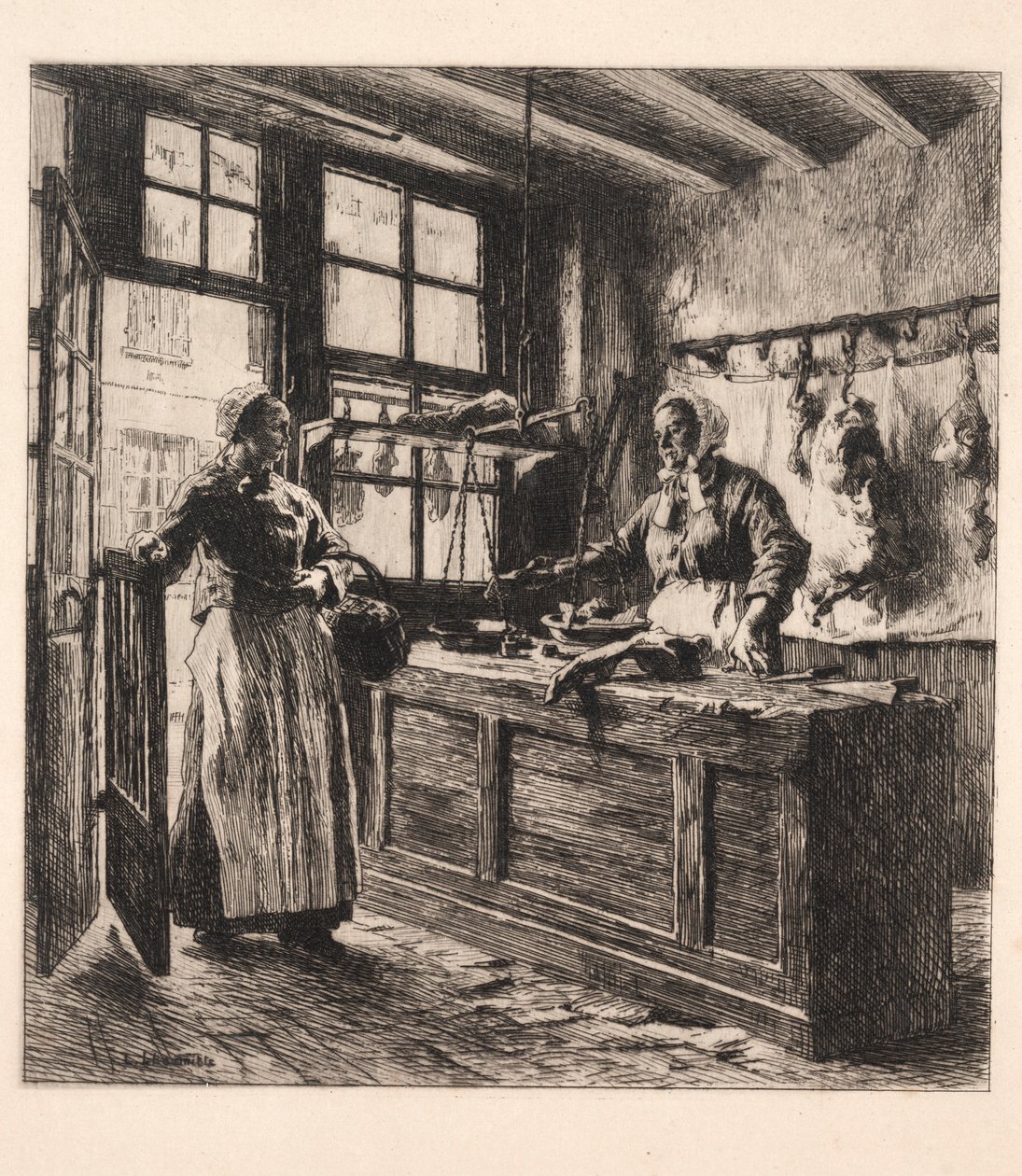 Interno di una macelleria da Leon Augustin Lhermitte