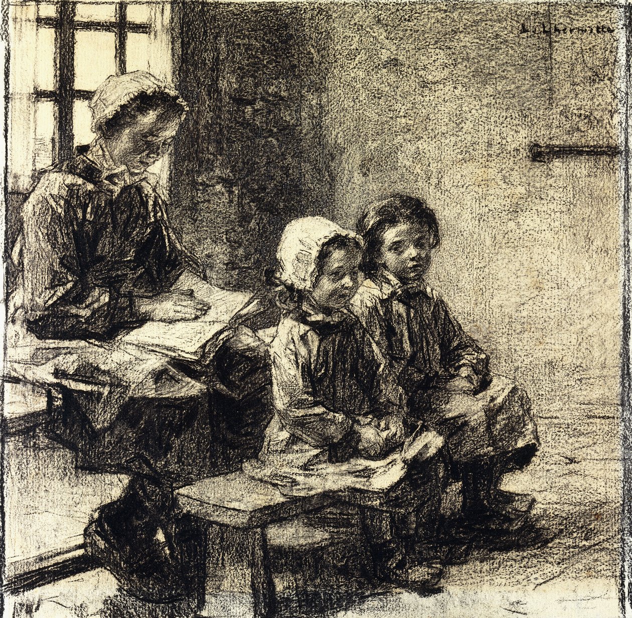 Bambine alla scuola di Mont-Saint-Pere da Leon Augustin Lhermitte