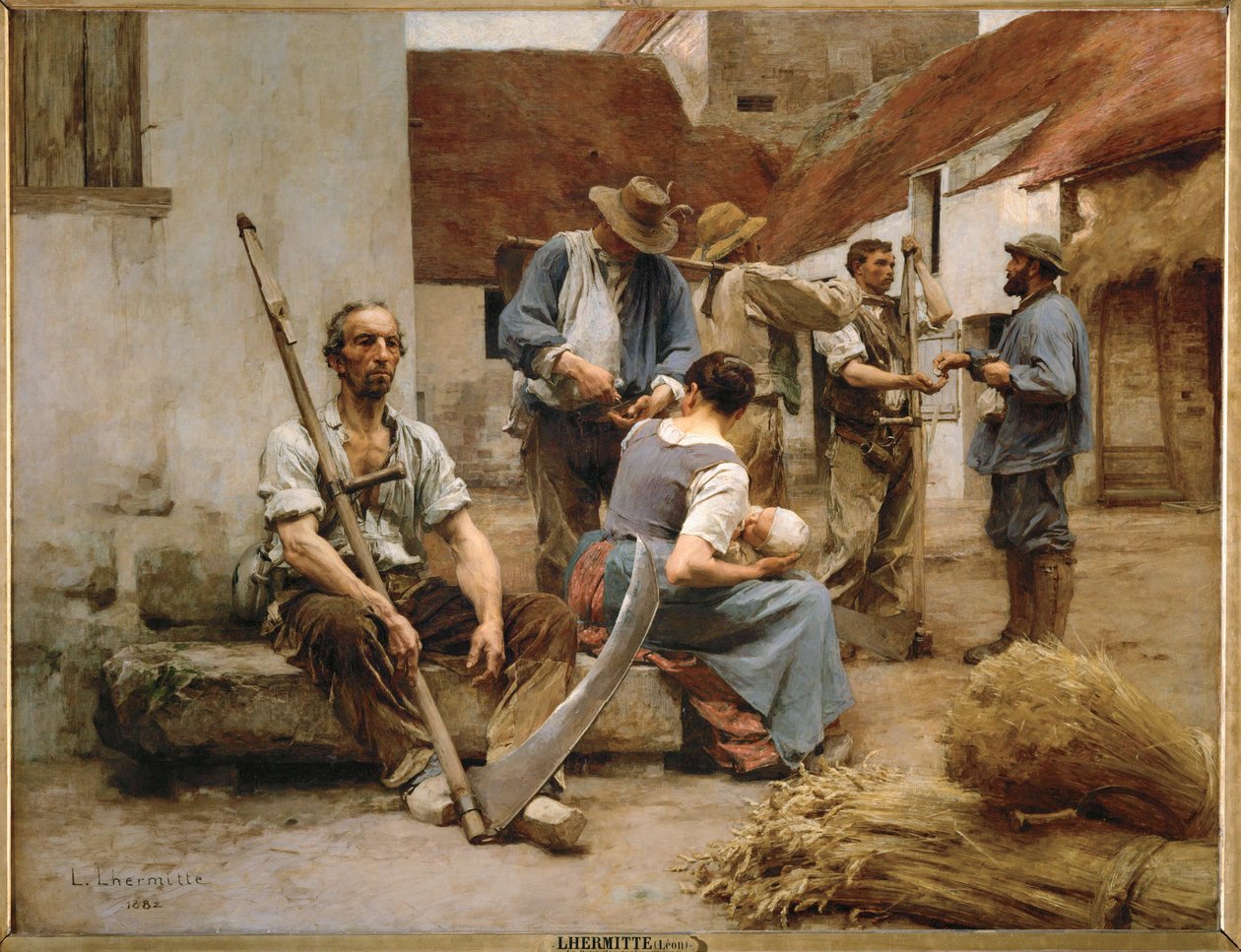 Pagare i mietitori (olio su tela) da Leon Augustin Lhermitte