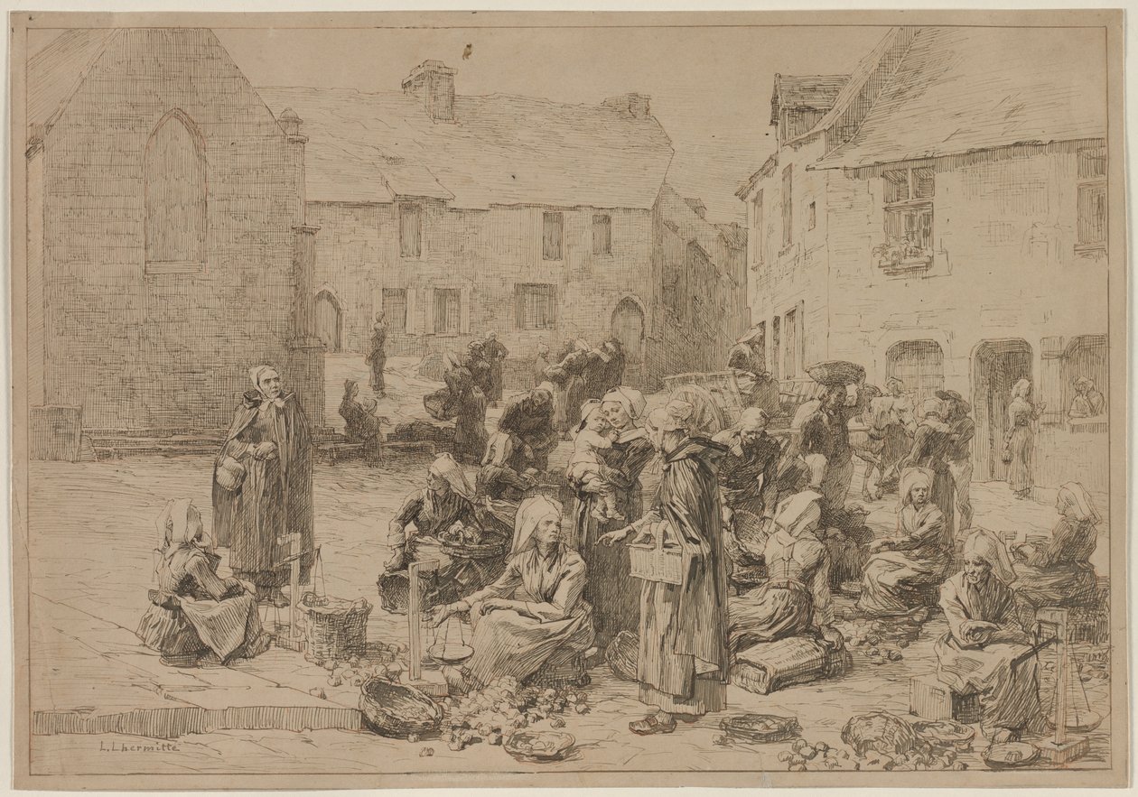 Il mercato delle mele a Landerneau da Leon Augustin Lhermitte