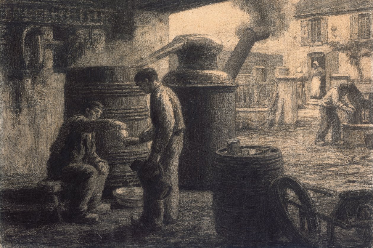 La distilleria; Les Degustateurs d"Eau-de-Vie-de Marc ou L"Alambic, c.1872 da Leon Augustin Lhermitte