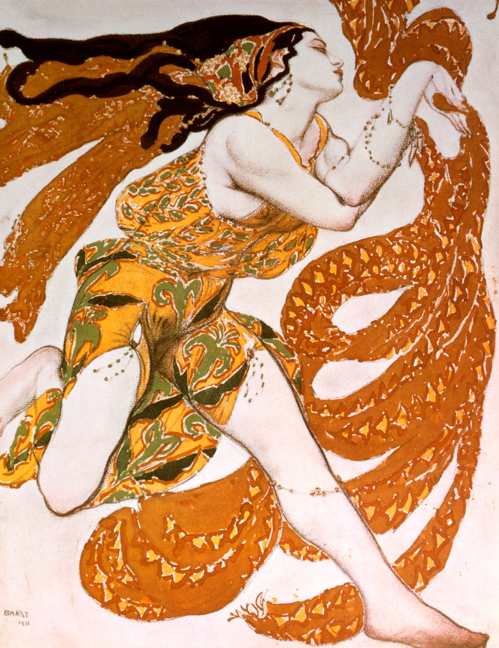 Baccante, costume per una produzione dei Ballets Russes di Tcherepnins Narcisse, 1911 da Leon Bakst
