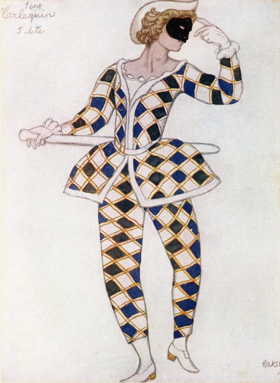 Costume per Arlecchino, da La Bella Addormentata, 1921 da Leon Bakst