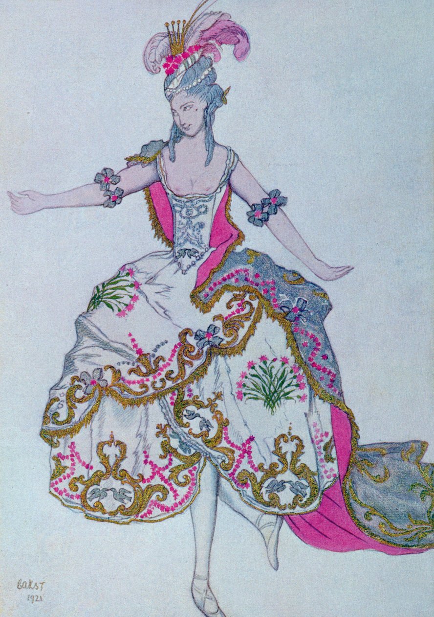 Bozzetto di costume per La Fata Garofano, da La Bella Addormentata da Leon Bakst