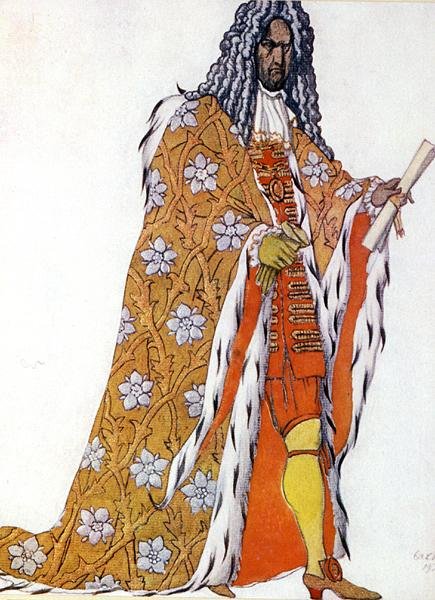 Bozzetto di costume per il Maestro di Cerimonie, da La Bella Addormentata da Leon Bakst