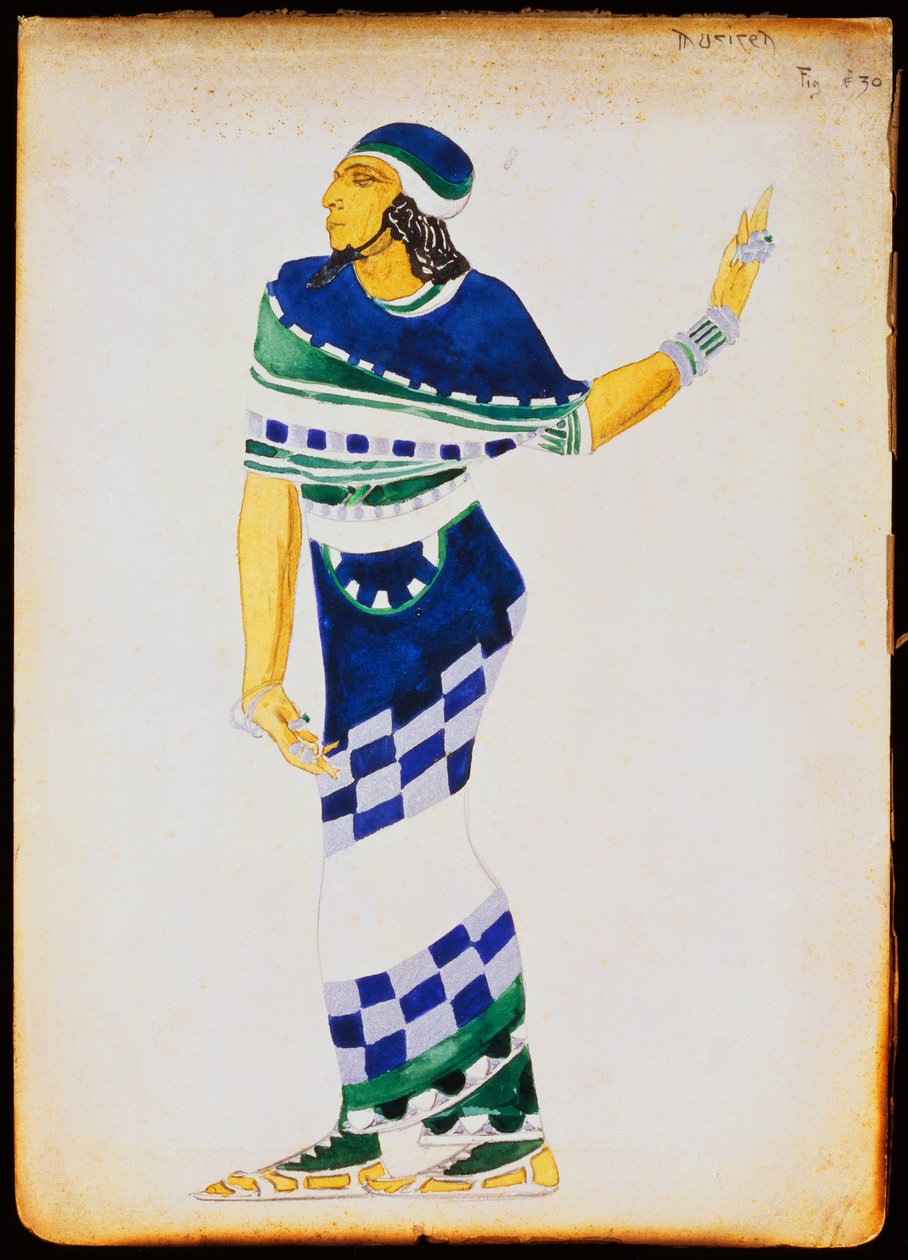 Bozzetto di costume per un musicista da Leon Bakst