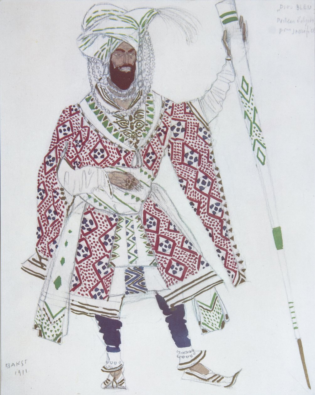 Costume per il balletto Il Dio Blu di R. Hahn, 1912 da Leon Bakst