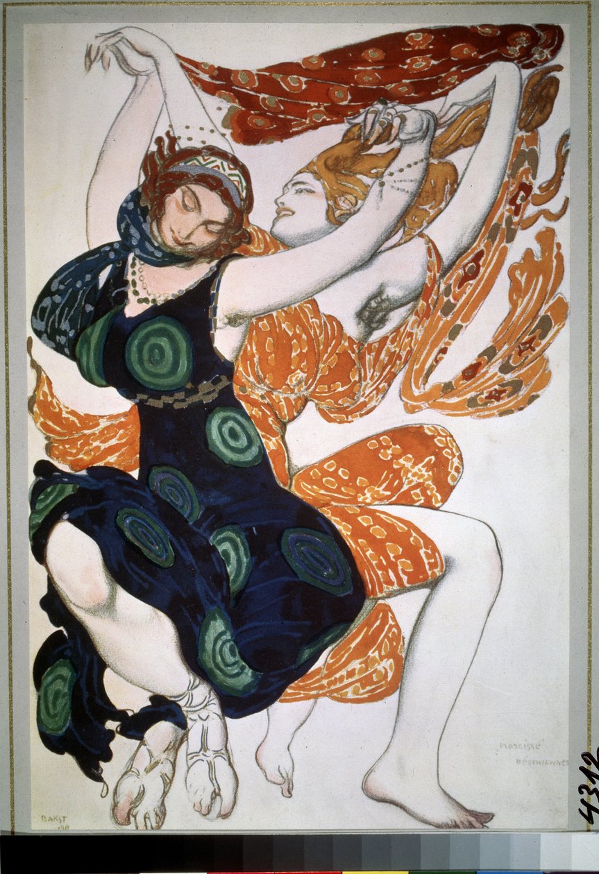 Due beotiane, costume per il balletto "Narciso" di Nikolai Tcherepnin da Leon Bakst