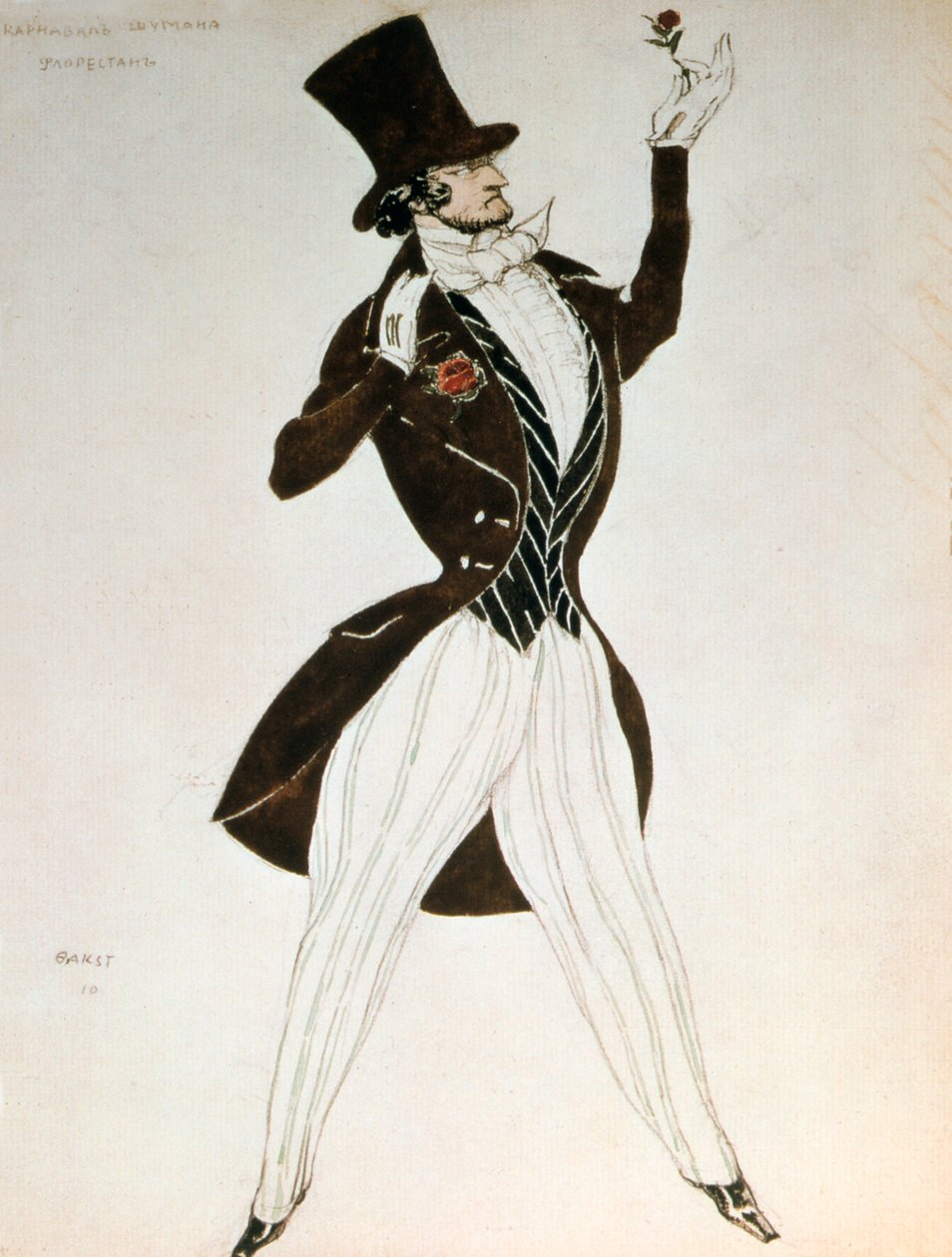 Florestan, disegno per un costume per il balletto Carnevale composto da Robert Schumann, 1919 da Leon Bakst