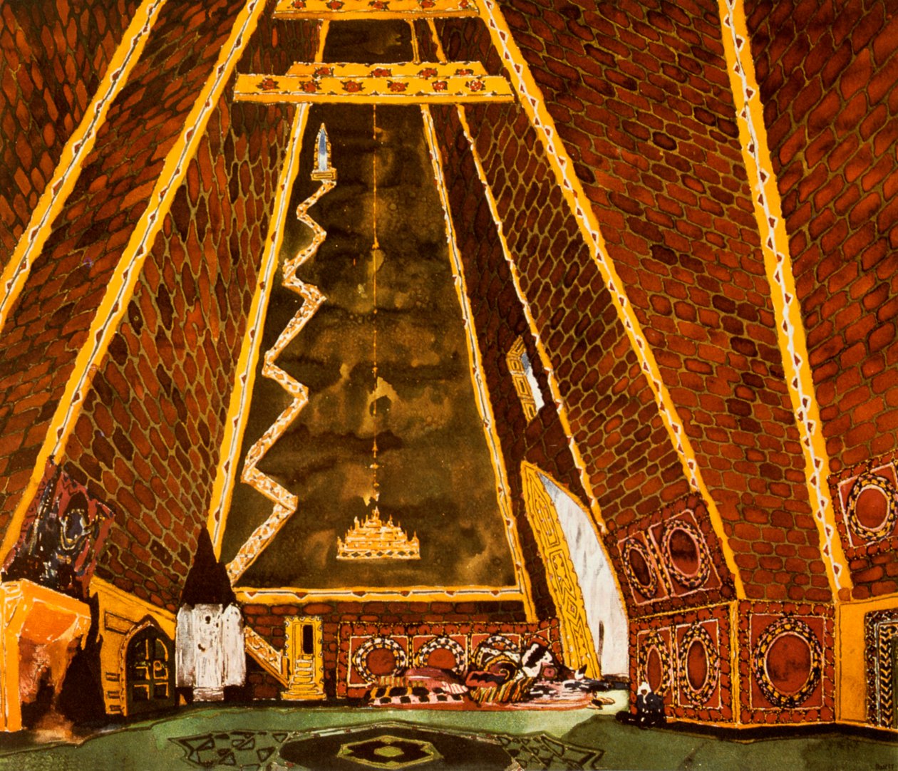 Progetto scenografico per Thamar, balletto di Mily Balakirev, 1912 da Leon Bakst