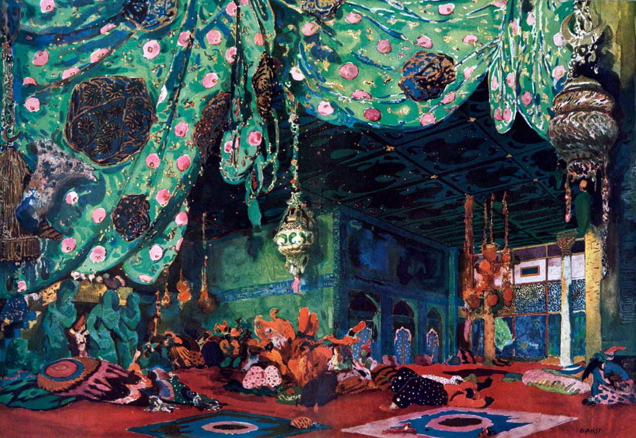 Scenografia per il balletto Scheherazade, c1913 da Leon Bakst