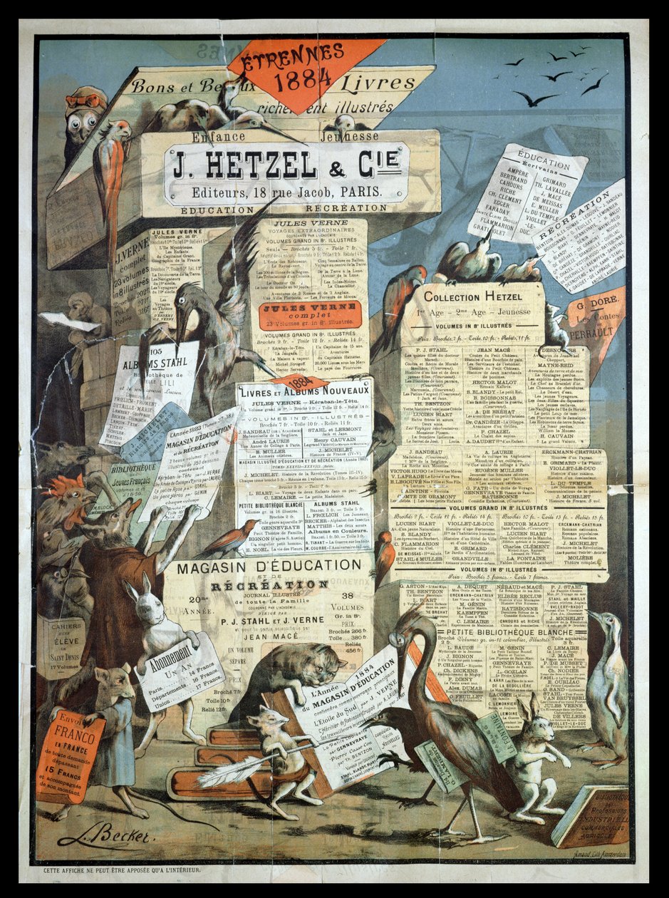 Pubblicità per la casa editrice Hetzel da Le Monde Illustré, dicembre 1883 da Leon Becker