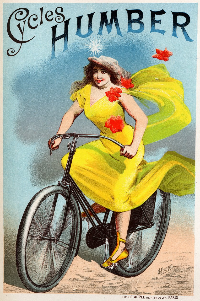 Trasporto. Biciclette Humbert. Poster di Choubrac, Francia, c.1895 da Leon Choubrac