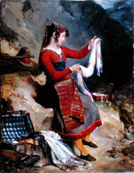 La moglie di un bandito che esamina il bottino da Léon Cogniet
