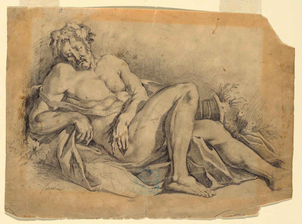 Disegno, Bacco che dorme (dopo Poussin), 1886-92 da Leon Dabo